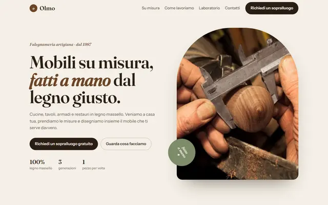 Anteprima del sito dimostrativo Falegnameria Olmo (falegnameria artigiana)