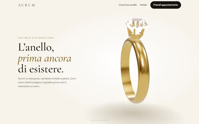 Anteprima del sito dimostrativo Aurum Lab (gioielleria)