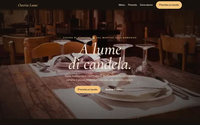 Anteprima del sito dimostrativo Osteria Lume (ristorante)