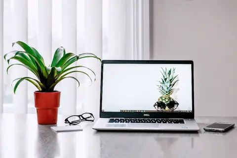 Computer portatile su una scrivania pronta per una videocall